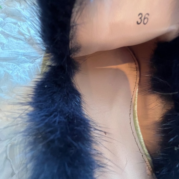 Alberta Ferretti *Velvet Embroidered Koi Fish Fur *Mules Slides Italian 36/US 6 - Picture 8 of 10